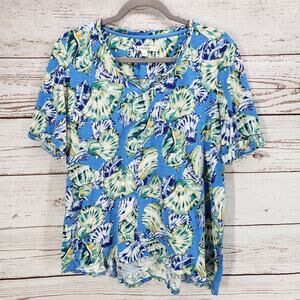 Chico's Women's Shell Print Seamed Slub Tee Size 2